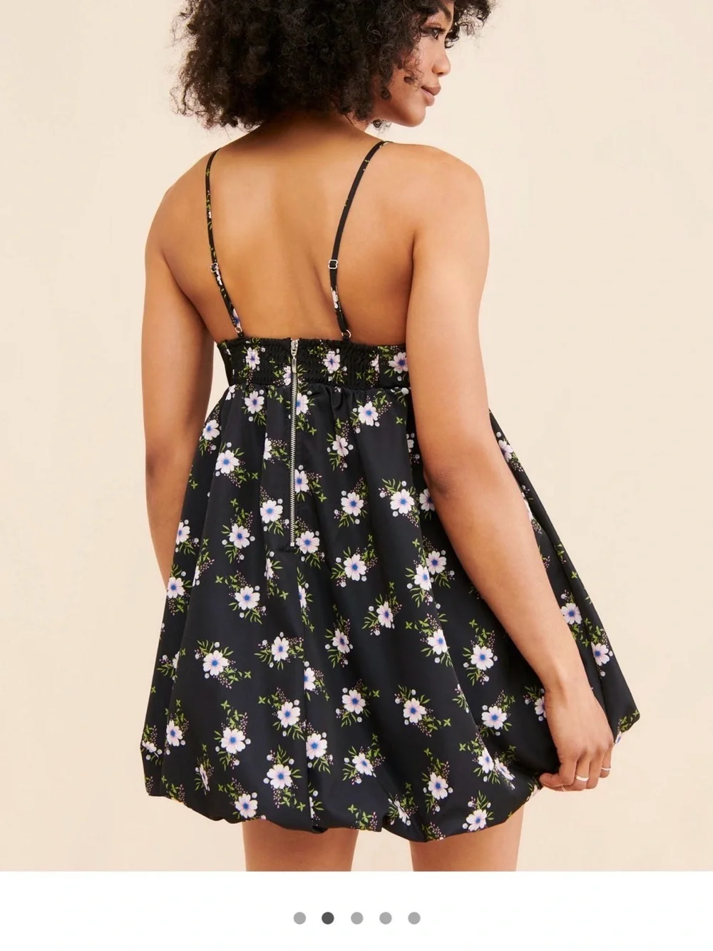 NWT new small free people a bubble mini dress black floral spaghetti straps